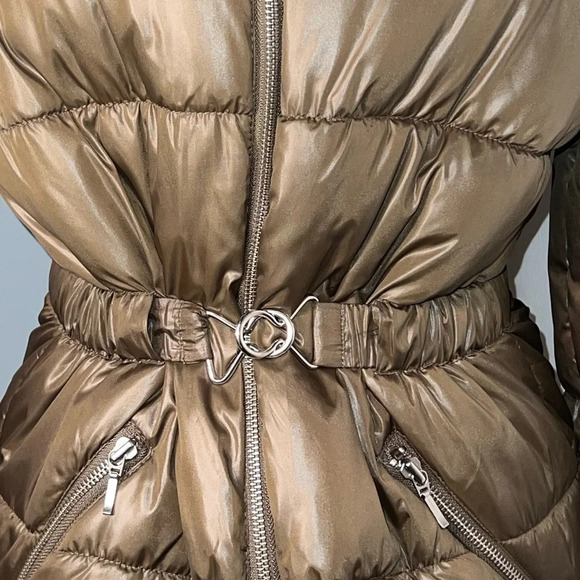 H&M, 6,long sleeve, zip closure, zip pocket cowl collar mid length, pufferjacket - Picture 3 of 13